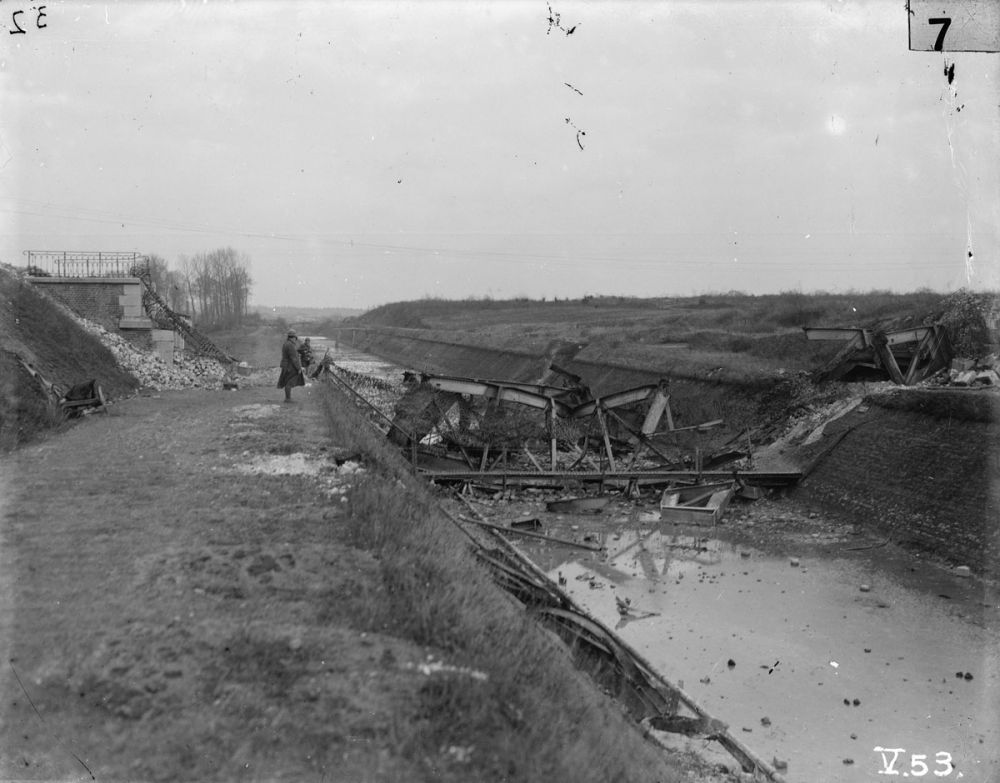 A bridge over Nord Canal linking Hermies-Metz-en-Couture Road - destroyed by the Germans as they withdrew.